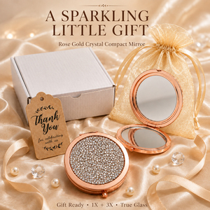Bling Crystal Rhinestone Sticker <b>Compact</b> <b>Mirror</b> Push Button Metal Folding Dual Sided HD Glass Pocket Makeup <b>Mirror</b> - Product Image 1