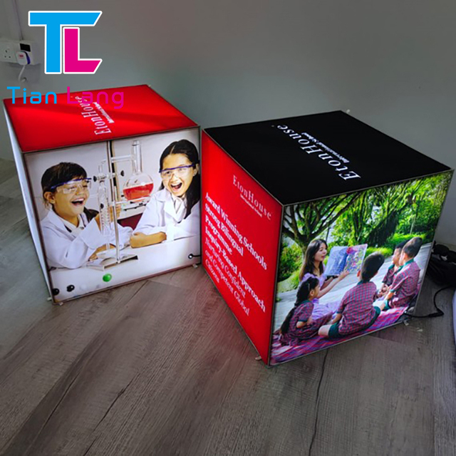 Portable Aluminum Frame 5-Sided Fabric LED Cube Light Box Trade Show Equipment SEG Exhibition Booth for Advertising