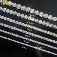 Livraison Rapide Hip Hop Iced Out Diamant Moissanite de Laboratoire D Couleur VVS 925 Argent Sterling 2MM 3MM 4MM Bracelet Tennis et Chaîne Collier