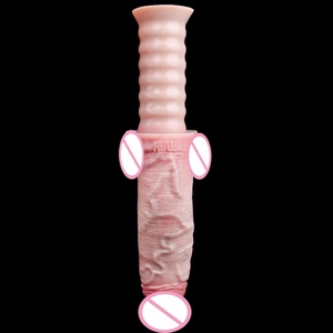 FAAK-G1156 Dual-layer <b>Dildo</b> With Handle 27.7cm Realistic Penis G-Spot Stimulator Silicone Penetration Anal Sex Toy for Women Men - Product Image 4