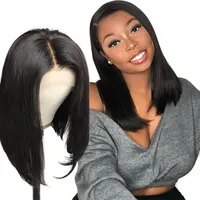 13x4 13x6 короткий черный парик, оптовая продажа, парик из человеческих волос на сетке спереди, бразильские волосы, прямой фронтальный парик для черных женщин