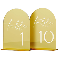 Moderne Acryl-Tischnummernschilder mit Bogen für Hochzeiten und Muttertag, Goldfolie, Umweltfreundliche Tischkarten für Empfänge, Partys und Bankette