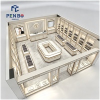 Luxus-Einzelhandelsdesign & Möbelfertigung Glas-LED-beleuchtete Schmuck- und Diamanten-Verkaufsvitrine mit Goldleiste