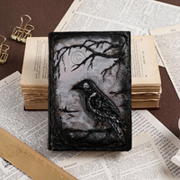 Carnet de notes/journal/bloc-notes en cuir PU personnalisé avec logo, couverture rigide 3D en relief sur le thème du corbeau, taille et couleur personnalisées