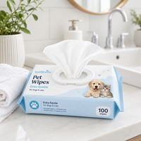 Lingettes humides personnalisées pour animaux de compagnie, non tissées, pour chiens et chats, hypoallergéniques, sans alcool, formule douce, désodorisantes, sur mesure