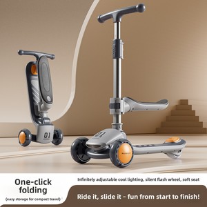 <span class=keywords><strong>Patinete</strong></span> de Pedales Ajustable LS para Niños de 6 a 14 <span class=keywords><strong>Años</strong></span>, Cuerpo de Hierro, <span class=keywords><strong>3</strong></span> Ruedas, Asiento Acolchado, Ruedas Silenciosas, Luces Intermitentes - Product Image 4