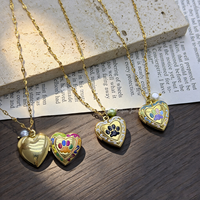 Collier en acier inoxydable en gros, breloque de Noël en émail, médaillon photo ouvrable, renne, livre, chat, maman, pour bijoux de fêtes en gros
