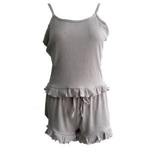 2022 con logo personalizzato in tinta unita taglie forti abbigliamento da notte da donna Set di pantaloncini da canotta in pigiama intimo Sexy da donna Set di Lingerie Sexy - Product Image 5