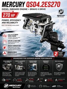 Moteur marin SCDC Cummis MerCruiser QSD4.2ES270 270HP avec transmission Bravo II Common Rail pour bateau - Product Image 2