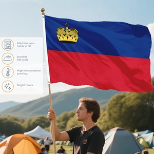 Venta al por Mayor de Banderas de Poliéster Personalizadas de 90x150cm con Impresión de la Bandera Nacional de Liechtenstein, Principado, Corona Dorada, Azul y Rojo - Product Image 5