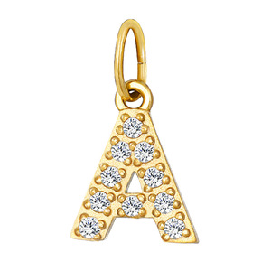 Ciondoli <span class=keywords><strong>Alfabeto</strong></span> e Numeri in Zirconia Cubica, Placcati Oro 14K PVD in Acciaio Inossidabile con Micro Pavé di Zirconi, Pendenti Iniziali per Creazione di Gioielli Fai-da-Te per Donne - Product Image 5