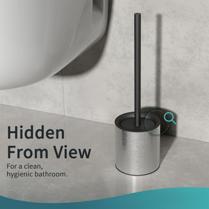 Spazzola per WC Moderna in Silicone Nero con Manico in <span class=keywords><strong>Acciaio</strong></span> Inox, Design Antibatterico, Strumento per la Pulizia del <span class=keywords><strong>Bagno</strong></span> con Supporto Abbinato - Product Image 5