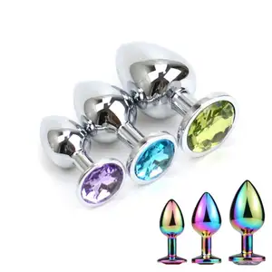 Cheap Anal Sex Toys Dilator Multi Size Crystal Butt Plug Anal Plug Stainless Steel With Jewel