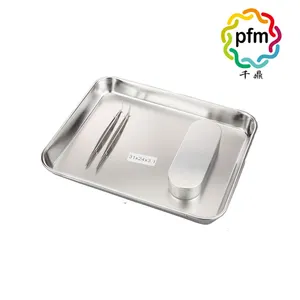 26*20*3cm Stainless Steel Stamping Square Plate Flat Bottom Tray Clinic Hospital Disinfection Tray