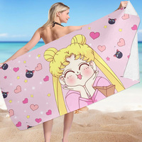 Hot-selling Cute Girl Cotton Summer Beach Towels Ultra-fine Fiber Cartoon Anime Sand Quick-drying Bath Towels