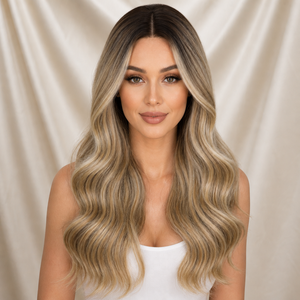 Peluca sin pegamento HD de encaje, similar al cabello humano real, con ondas corporales, segmentación de forma libre, pre-cortada, sintética, sin pegamento - Product Image 3