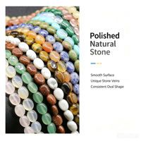 Perles ovales en pierre naturelle, perles en pierre polie lisse pour la fabrication de bracelets, colliers, bijoux, bricolage, vente en gros