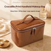 Sac de maquillage en cuir PU personnalisé de luxe, grande capacité, trousse de toilette de voyage, étui à cosmétiques, organiseur en simili peau de crocodile, trousse de toilette