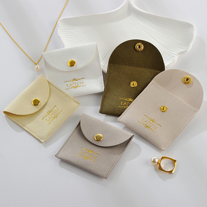 Bolsas de Joyería Portátiles con Diseño Nuevo, Bolsas de Embalaje para Joyería con Solapa de Gamuza y Microfibra para Collares, Pulseras y Anillos, con Botón - Product Image 2