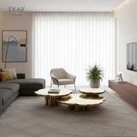 Ensemble de table basse de salon de style moderne : en laiton, design inspiré des tranches d'arbre avec des couches superposées