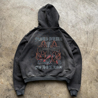 Sweat-shirts à capuche personnalisés avec impression graphique DTG, coupe courte, épaules tombantes, effet délavé, coton lourd, streetwear pour hommes
