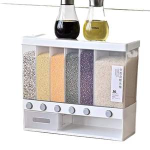 Wall Mounted Dry Food Dispenser Whole Grains Rice Bucket Rice Storage Multi-function Separate Grain Storage Container