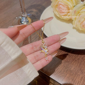 Collana Luna e Fiume di Stelle, Ornamento Femminile di Lusso <span class=keywords><strong>con</strong></span> Pendente Luminoso, Catena per Clavicola Romantica di Alta Classe - Product Image 2