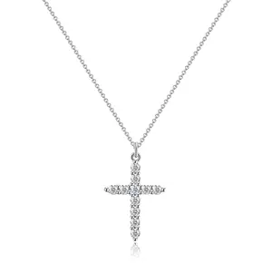 锆石饰品925纯银钻石辉石十字架吊坠男女项链