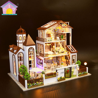 Prix compétitif, haute qualité, maison de poupée miniature en bois écologique, articles cadeaux publicitaires traditionnels à faire soi-même