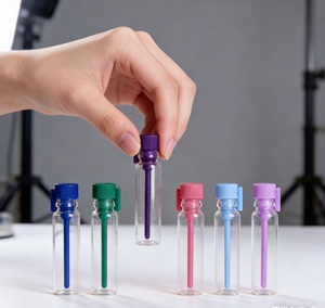 Wholesale 0.5ml <strong>Perfume</strong> Test Tube Empty Mini Sample Glass Bottle Cosmetic Glass Vial With Plastic Stopper - Product Image 2