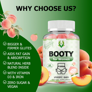 OEM ODM Booty for Women Gummies Vitamin D3 Iron Maca Creatine Monohydrate Big Firmer Glutes Zero Sugar Vegan Voluptuous Curves - Product Image 4