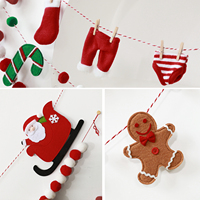 Guirlande de Noël en feutre LANTINGXU OEM&OFM, bannière à pompons, chaussette du Père Noël, canne à sucre, décoration suspendue, ornement mural pour cheminée de Noël