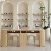 Tables de Manucure Doubles Blanches avec Aspirateur de Poussière / Station de Beauté pour Ongles