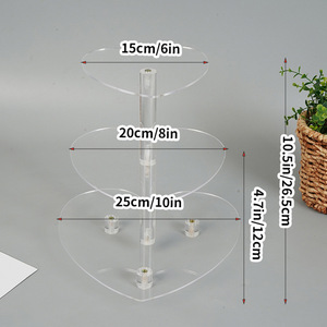 Support à gâteau en acrylique Zhonghui, 3 étages, en forme de cœur, transparent, pour cupcakes, desserts et fêtes - Product Image 4