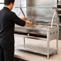 Pemanas Makanan Bain Marie Berdiri dari Baja Anti Karat untuk Peralatan Dapur Komersial Restoran, Pemanas Berbahan Bakar Baja Anti Karat