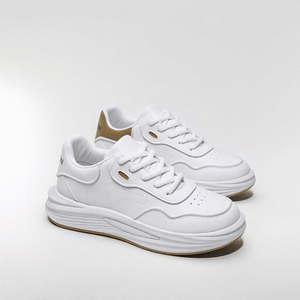 Chaussures de marche blanches pour hommes, baskets respirantes à lacets, semelle épaisse, décontractées, bout rond, streetwear - Product Image 2