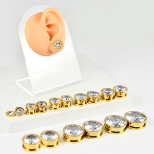 Edelstahl 4 Farben Zirkon kann ersetzt werden Ohr Tunnel Expander Body Piercing Schmuck Stecker Bahre Ohrring Messgeräte 8-25mm - Product Image 2