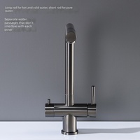 Robinet de cuisine 3-en-1 avec purificateur d'eau, extractible, chaud/froid, anti-éclaboussures, télescopique et rotatif en acier inoxydable 304