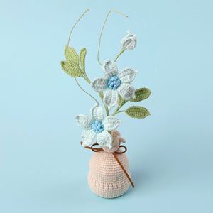 Clematis Florida Potted Plant Knitting DIY Yarn Finished Product Home Decor Crochet Artificial Flower <b>Ornament</b> Christmas Gifts - Product Image 3