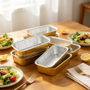 Bandeja Rectangular de <span class=keywords><strong>Aluminio</strong></span> Resistente al Aceite, Apta para Microondas, Desechable, para Comida para Llevar, con Tapa de <span class=keywords><strong>Aluminio</strong></span> - Product Image 6