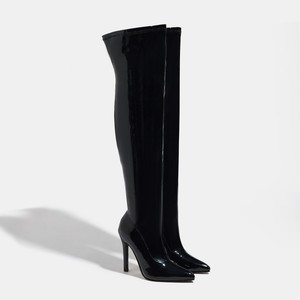 Bottes sexy en cuir brillant à talons aiguilles et bout pointu pour femme, collection 2026 - Product Image 5