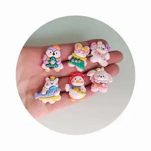 Kawaii Cartoon Cat Rabbit Bear Flatback Resin Charms DIY Scrapbooking Cabochon For DIY Craft Headwear Accessories