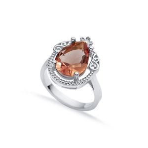 Anillo de racimo de piedra CZ redonda con forma de pera de sultanita, venta al por mayor, joyería de plata de ley 925 hecha a mano turca - Product Image 5