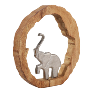 Scultura in Legno di Mango con Statuetta di Elefante per Arredamento Casa, Ornamento Decorativo per Bagno e Ufficio - Product Image 2