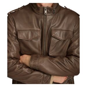 Premium Genuine Leather Plain Dyed Anti-UV <b>Camouflage</b> Field Jacket Bomber for Men - Product Image 4