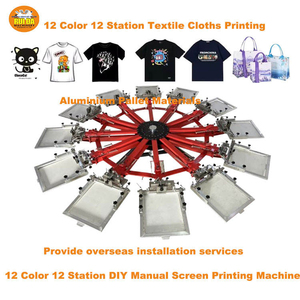 Prensa de serigrafía de precisión con microregistro de 12 estaciones tipo araña para camisetas - Product Image 2