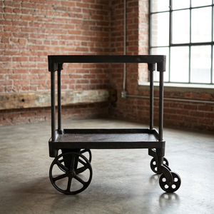 Carrito de Servicio Industrial de Hierro Forjado Antiguo con Ruedas para Cocina, Lavandería, Hotel, Hogar, Bar, Muebles de Granja, Plegable - Product Image 3
