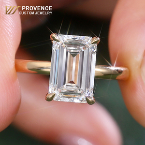 แหวนเพชรทรงเหลี่ยมมรกต 3.5 กะรัต เพาะเลี้ยงในห้องปฏิบัติการ ทอง 10k 14k 18k  รับรองโดย IGI แหวนเพชรเม็ดใหญ่สำหรับงานแต่งงานและหมั้น - Product Image 1
