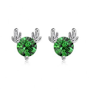 Dylam Innovative Jewelry Supplier S925 <b>Silver</b> Rhodium 14K Gold Plated 5A Cubic Zirconia Christmas Gifts Xmas Elk <b>Stud</b> <b>Earrings</b> - Product Image 1