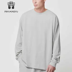 2024 OEM Men waffle clothes Solid waffle knit long sleeve tee Heavy pocket thermal t shirt